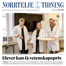 Tidningsurklipp med lärare och elever som kan vinna pris i kemi